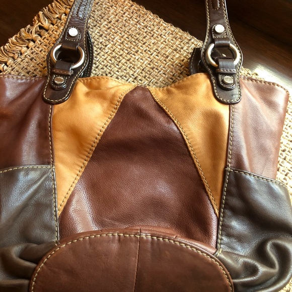 Tignanello Brown Patch Leather Shoulder Handbag - Picture 4 of 11